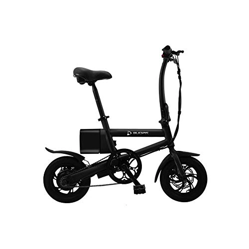 Electric Bike : YCHSG Electric bicycle folding lithium battery boost battery car mini adult small men and women travel electric car, Black