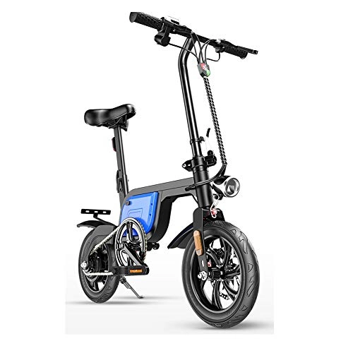 Electric Bike : YCHSG Electric bicycle lithium battery generation driving folding electric bicycle Portable mini adult transportation battery bicycle, Blue