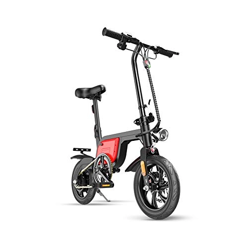 Electric Bike : YCHSG Electric bicycle lithium battery generation driving folding electric bicycle Portable mini adult transportation battery bicycle, Red