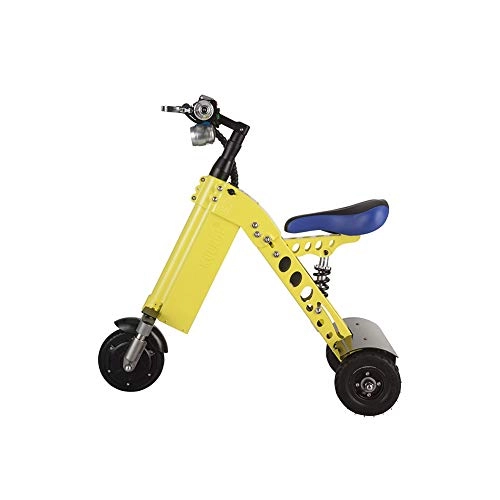 Electric Bike : YCHSG Electric car yellow small portable folding electric car lazy people traveler mini intelligent outdoor tricycle
