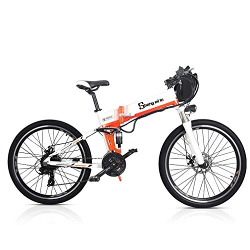 Electric Bike : Yd&h Electric Mountain Bike Foldable, 26" All Terrain Electric Bicycle for Adults, Removable Lithium-Ion Battery (48V 350W), 21 Speed Gear And Three Working Modes, B, 48V 70Km