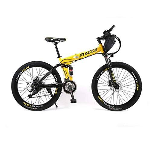 Electric Bike : Yd&h Electric Mountain Bike Foldable, Adults Electric Bike with Removable Large Capacity Lithium-Ion Battery (36V), 21 Speed Gear And Three Working Modes, Yellow, 10Ah 40Km