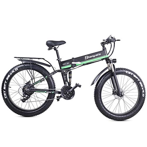 Electric Bike : Yd&h Foldable Electric Mountain Bike, 26 Inch Adult Electric Bicycle with Removable 48V 12.8Ah Lithium Battery, Motor 1000W, 21 Speed Gear And Three Working Modes, A