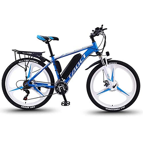 Electric Bike : YDBET Electric Bikes for Adults, Mountain Bicycle E Bikes for Men, 27-Speed 26" 36V 350W 10Ah Removable Lithium-ION Mountain Ebike for Men, Blue