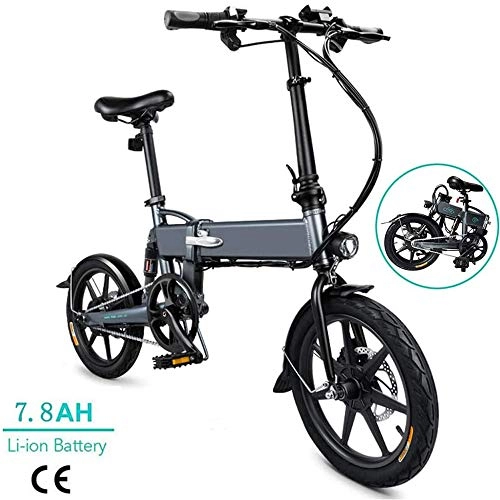 Electric Bike : YDBET Folding Electric Bikes for Adults 7.8AH 250W 16 inch 36V Lightweight with LED Headlights and 3 Modes All Terrain Bicycle Ebike for Fitness
