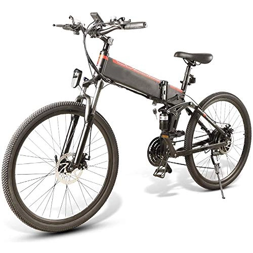 Electric Bike : YDBET Folding Electric Bikes for Adults, MTB 48V 350W Folding Mountain Bikes for Men Rim 26 Inch 3 Mode E-Bike, White