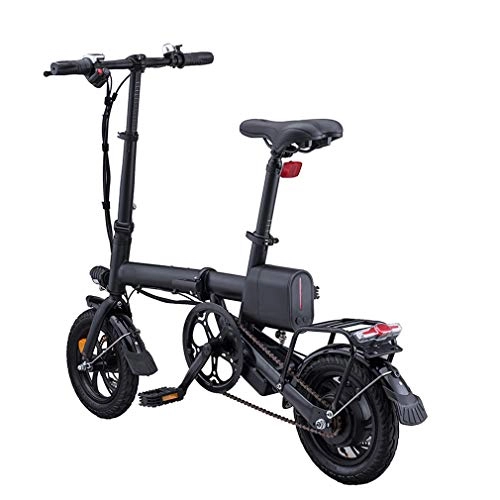 Electric Bike : Ydshyth Electric Bike, Folding Bicycle for Adults Women, 250W Electric Bicycle 12" with 36V / 5.2Ah Man E-Bike for Outdoor Cycling Travel Work Out, Black
