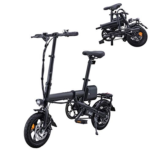 Electric Bike : Ydshyth Folding Electric Bike for Adults, Folding E Bikes E-Bike 35 Km Mileage 5.2Ah Lithium-Ion Batter 3 Riding Modes 250W Max Speed 25Km / H, Black