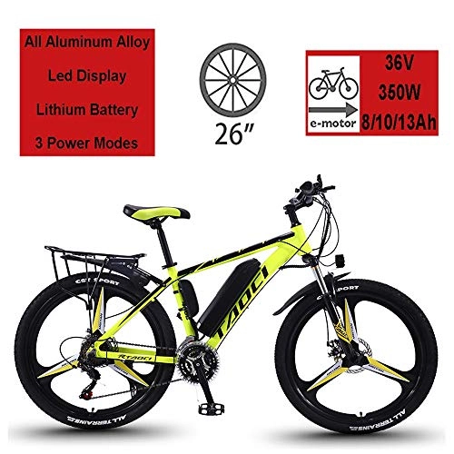 Electric Bike : YDYG 26" Electric Bike for Adults, Electric Bicycle / Commute Ebike with 350W Motor, 36V 8Ah / 10Ah / 13Ah Battery, Professional 21 Speed Transmission Gears Mountain Bike, Yellow, 36V13AH