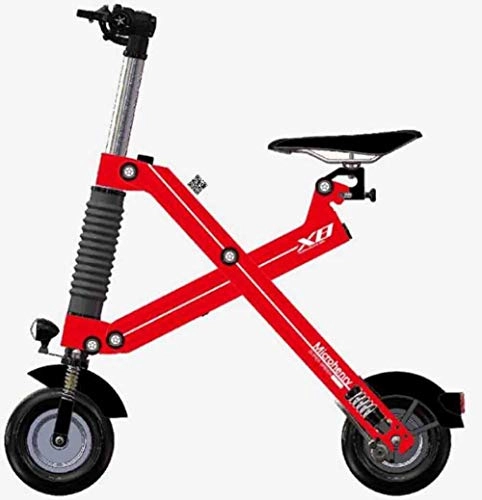 Electric Bike : YFQH Electric Bike, 8" Ultra Light Folding City Bike, Aluminum Frame, Top Speed 20 KM / H Adult Mini Electric Car, Red [Energy Rating A], Red