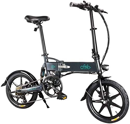 Electric Bike : YHBX FIIDO D2S 16-inch Tires Folding Electric Bike with 250W Motor Max 25km / h, 6 Speeds Shift Ebike With Front LED Light 7.8Ah Battery for adults (Dark Grey)