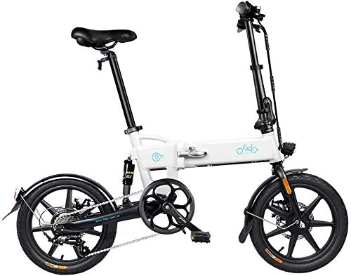 Electric Bike : YHBX FIIDO D2S 16-inch Tires Folding Electric Bike with 250W Motor Max 25km / h, 6 Speeds Shift Ebike With Front LED Light 7.8Ah Battery for adults (White)