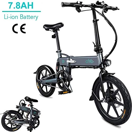 Electric Bike : YHBXFIID0 Electric Bike Foldable, 7.8Ah Folding E-bike, Max Speed 25km / h, 14'' Super Lightweight, 350W / 36V Rechargeable Lithium Battery, Seat Adjustable, Portable Folding Bicycle (D2-Black)