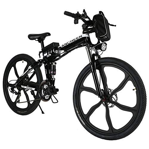 Electric Bike : yichengshangmao 27-speed foldable electric disc brake mountain bike lithium ion battery shockproof disc brake electric bicycle