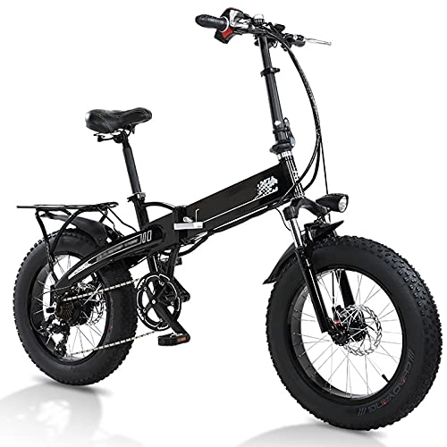 Electric Bike : YIZHIYA Electric Bike, 20" Folding Adults Fat Tires Electric Mountain Bicycle, 7 Speed Snow Beach All Terrain E-bike, 350W Motor 48V10AH Lithium Battery, Front and rear disc brakes