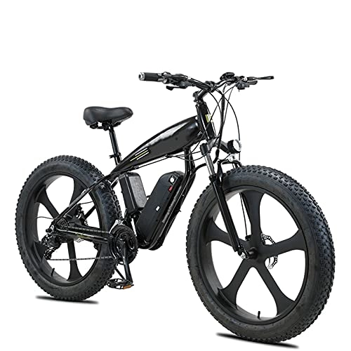 Electric Bike : YIZHIYA Electric Bike, 26" Adults Electric Mountain Bicycle, Fat tire snow electric vehicle, Professional 27 Speed Magnesium alloy E-bike, Removable Lithium Battery, Black, 48V750W 13AH