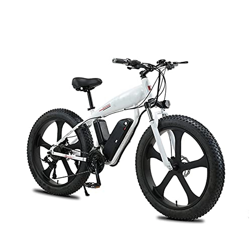 Electric Bike : YIZHIYA Electric Bike, 26" Adults Electric Mountain Bicycle, Fat tire snow electric vehicle, Professional 27 Speed Magnesium alloy E-bike, Removable Lithium Battery, White, 36V350W 10AH