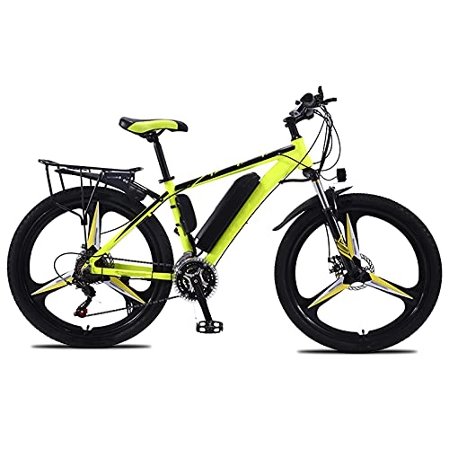 Electric Bike : YIZHIYA Electric Bike, 26" Magnesium Alloy Electric Mountain Bicycle for Adults, Professional 27 Speed All Terrain E-bike, Front and rear mechanical disc brakes, Black yellow, 36V 13AH