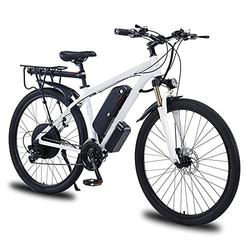 Electric Bike : YIZHIYA Electric Bike, 29" Adults Electric Mountain Bicycle, 21 Speed Removable Lithium Battery E-bike, 48V 13Ah 1000W Motor, Double Disc Brakes City Commute Ebike, White