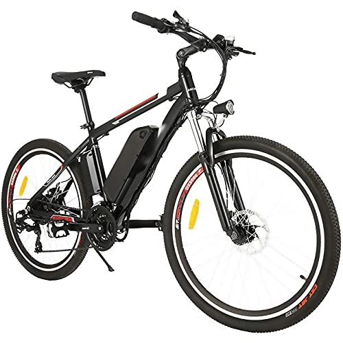 Electric Bike : YLPDS Electric bicycle ebike mountain bike, 26"electric bicycle with 36v 12.5ah lithium battery and shimano 21-speed (Color : Black)