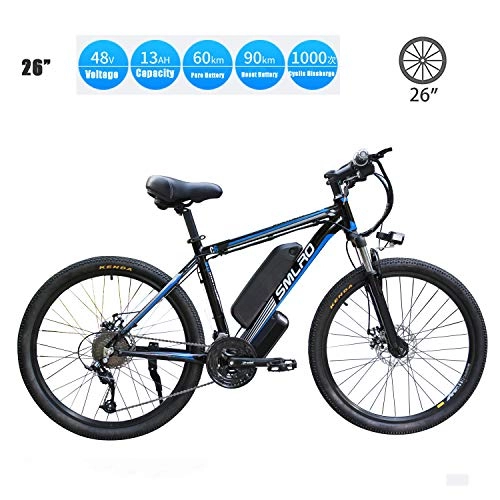 Electric Bike : YMhome Electric Bike, 26" Electric City Ebike Bicycle With 350W Brushless Rear Motor For Adults, 36V / 13Ah Removable Lithium Battery, Black Blue