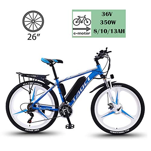 Electric Bike : YMhome Electric Bikes for Adult, Magnesium Alloy Ebikes Bicycles All Terrain, 26" 36V 350W Removable Lithium-Ion Battery Mountain Ebike for Mens, black blue, 13AH
