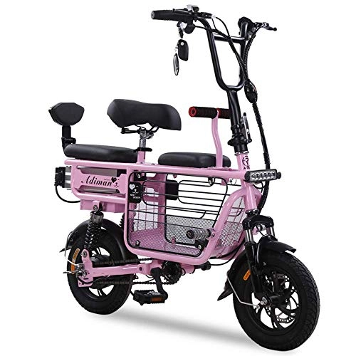 Electric Bike : YOUSR 350W Electric Adult Bicycle, 48V 15.6Ah Electric Bicycle Removable Waterproof Lithium Battery Supported Electric Bike with LED Dashboard Pink