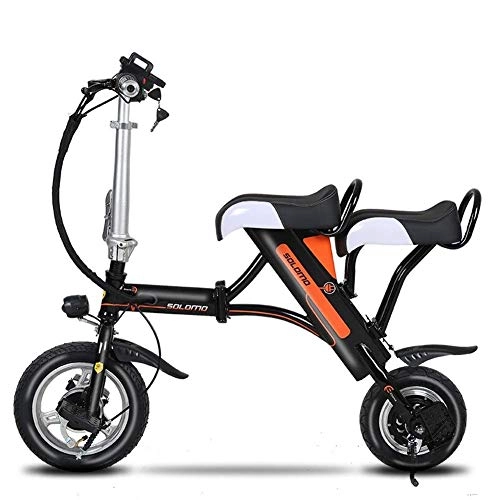 Electric Bike : YOUSR Adult Electric Bicycle, Electric Bicycle Carbon Steel Frame Lithium Battery Portable Folding Bicycle Double Seat 36V, Range 30-50KM