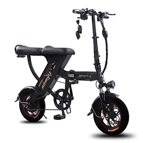 Electric Bike : YOUSR Electric Bicycle, Carbon Steel Portable Folding Adult Electric Bicycle, 48V Lithium Battery 350W Brushless Motor, Remote Anti-theft Device