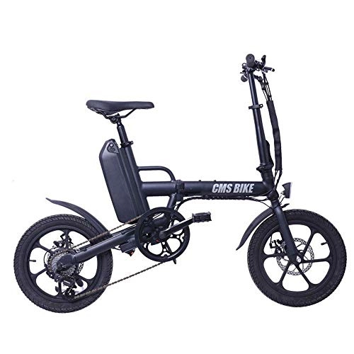 Electric Bike : YOUSR Electric Folding Bike City Electric Bikes for Adult 6-Speed Ebike - Easy to Bring to the Office Lift, Black