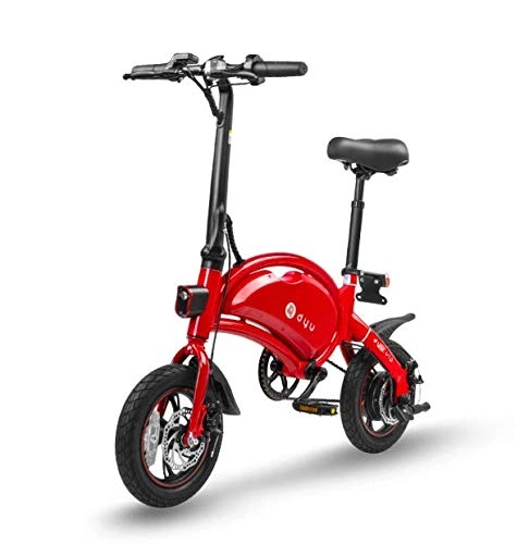 Electric Bike : YPLDM Electric Bike, Foldable Moped Electric Bike 250W 12 Inches Pneumatic Tyre Electric Scooter with Pedals, Max Speed 25KMH Max Mileage 40KM, Red