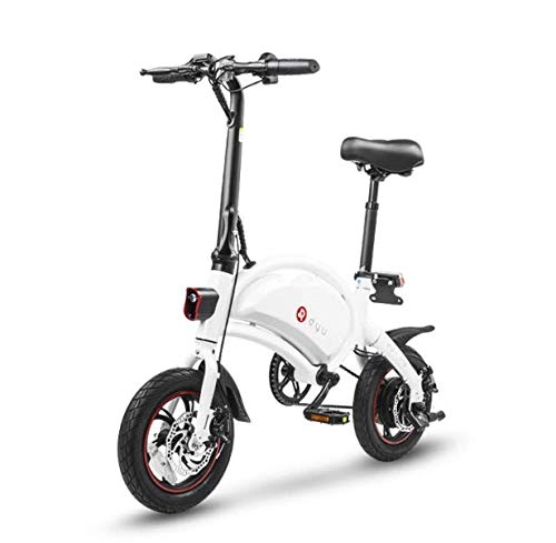 Electric Bike : YPLDM Electric Bike, Foldable Moped Electric Bike 250W 12 Inches Pneumatic Tyre Electric Scooter with Pedals, Max Speed 25KMH Max Mileage 40KM, White