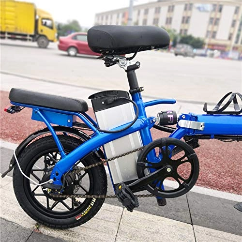 Electric Bike : YPLDM Folding electric bicycle ultralight portable moped driving electric car lithium battery car, Blue
