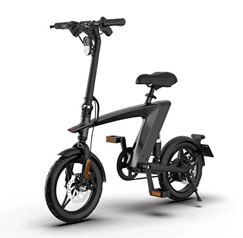 Electric Bike : YPLDM Lithium battery two-wheel foldable electric bicycle variable speed driving adult pedal assisted electric bicycle H1, Black