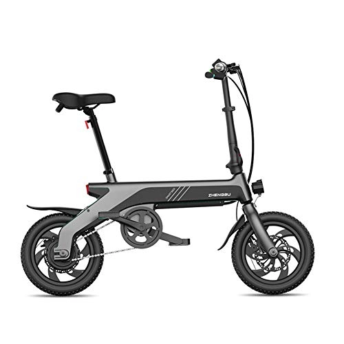 Electric Bike : YPYJ 12 Inch Electric Bicycle Ultra Light Lithium Battery Battery Bicycle Folding Small Electric Car, Gray