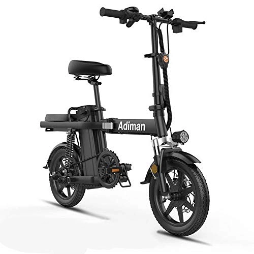 Electric Bike : YPYJ Electric Bike, Folding Electric Bicycle for Adults, 15.5 Mph Ebike with USB Port To Charge on The Go, Smart Meter + Headlights + Electronic Rear Taillights, Black