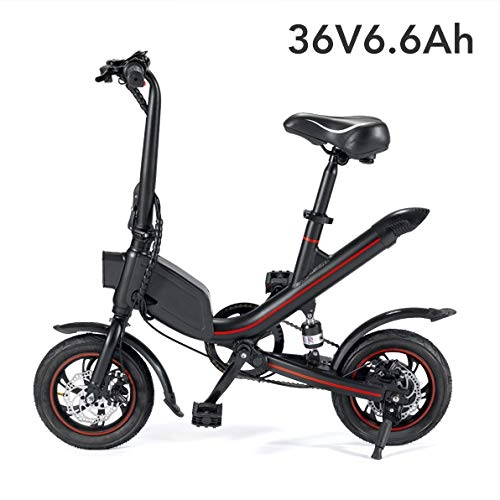 Electric Bike : YPYJ Folding Electric Bicycle Lithium Battery Moped Mini Adult Battery Car Men and Women Small Electric Car, Black, 36v6.6Ah