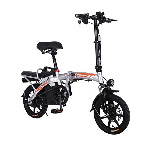 Electric Bike : YPYJ Folding Electric Bike Multi-Function Portable Electric Commuter Bicycle Ebike with 48V 20Ah Lithium Battery, Silver