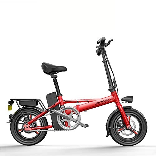 Electric Bike : YPYJ Folding Electric Car Bike Adult Men And Women Small Scooter Mini Battery Car with 48V 26Ah Lithium Battery, Red