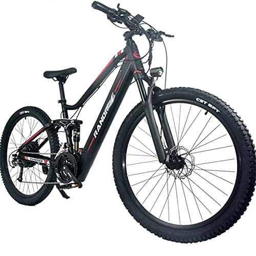 Electric Bike : YS90 27.5inch Electric Mountain Bike for Adults 500W Motor Ebike 48V / 11Ah Lithium Battery 27 Speed Gears Electric Bicycle for Men Women (Color : Black)