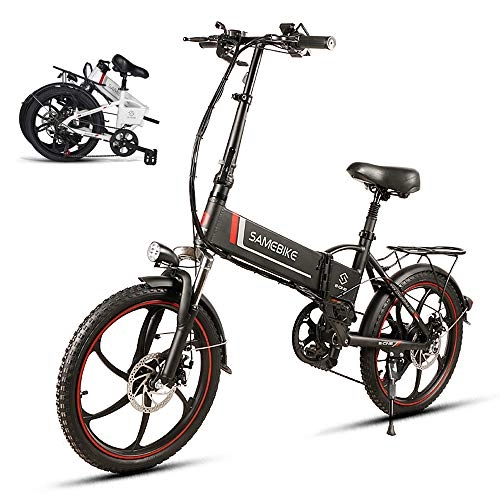 Electric Bike : YSHUAI 20 Inch Folding Electric Bikes Bicycles, E-Bike, Electric Mountain Bike, 350W Motor 150Kg Max with Removable 48V Lithium-Ion Battery, Power Assist Electric Bicycle, E-Bike Scooter, Black