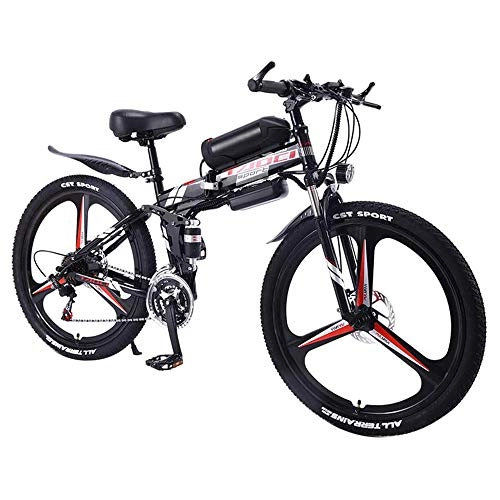 Electric Bike : YSHUAI 26 '' Collapsible Electric Bike, Electric Bicycles Magnesium Alloy Professional 21 / 27 Speed, Lithium Battery Lcd Meter, 350W36V10AH All-Terrain Mountain Bike, Red, 21 speed