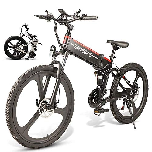 Electric Bike : YSHUAI 26 '' Foldable Electric Mountain Bike, Electric Bike, Electric Bicycles, E Bikes, Made of Aluminum Alloy, 350 W, Powerful 21-Speed Motor Gearbox, Up To 30 Km / H