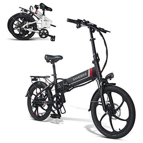 Electric Bike : YSHUAI Electric Bicycles Bike, Electric Mountain Bike 350W Electric Bicycle Beach Cruiser Lightweight Folding 7S, Conjoined Rim, 10.4Ah, 350W, with Removable 48V Lithium-Ion Battery