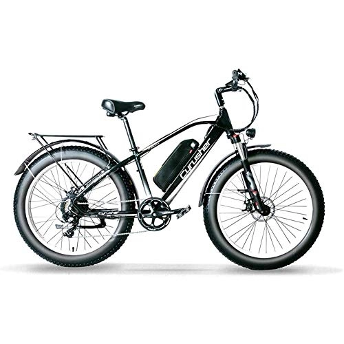 Electric Bike : YSNJG 26 Inch Wheel All Terrain Fat Electric Bicycle Aluminum Bike 48V 13AH Lithium Battery Snow Bike 7 Speed Line pull oil brake (Black)