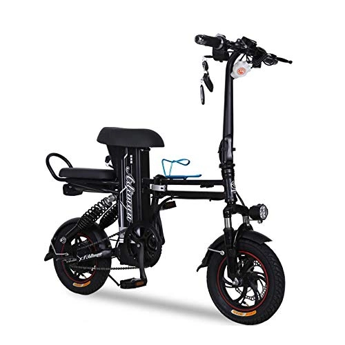 Electric Bike : YuCar Folding Bike E-Bike 12 Inch Folding Bicycle Electric Bike 3 Speed 48V 20AH Lithium Ion Battery with 250W Motor (550Lbs), Black