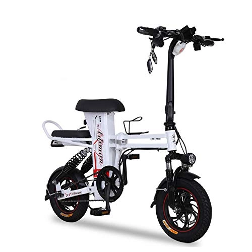 Electric Bike : YuCar Folding Bike E-Bike 12 Inch Removable Electric Bicycle 3 Speed 48V 11AH Lithium Ion Battery with 250W Motor (550Lbs), White