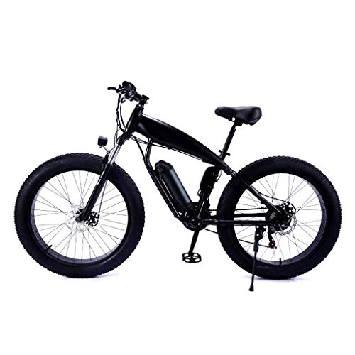 Electric Bike : YUN&BO Electric Mountain Snow Bike, 26-Inch 5 Speed Fat Tire E-Bike with 36V 8AH Lithium Battery, Lightweight Bicycle Off-Road Bike for Teens and Adults, Black