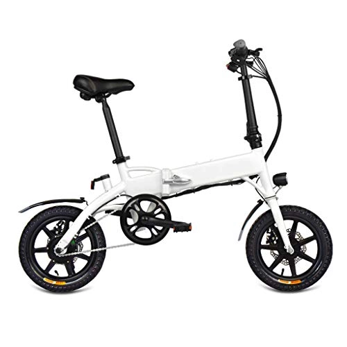 Electric Bike : YUN&BO Folding Electric Bike, 16 Inch 6 Speeds Electric Bicycle Ebike Built-In 7.8Ah Li-Ion Battery, 3 Riding Modes, Aluminum Alloy, White