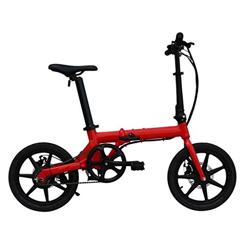 Electric Bike : YUN&BO Ultra Light Folding Electric Bicycle, 16 Inch Aluminum Alloy Intelligent Ebike Mountain Bike with Removable Battery, Ideal for Adult Students, Red